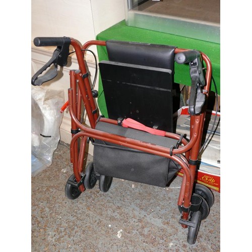 393 - MOBILITY WALKER WITH SEAT, BAG AND BRAKES