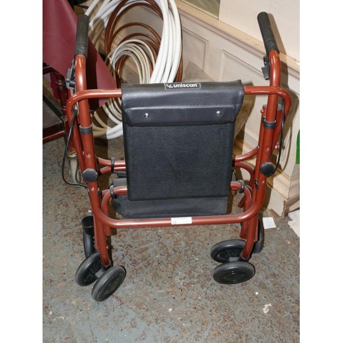 393 - MOBILITY WALKER WITH SEAT, BAG AND BRAKES