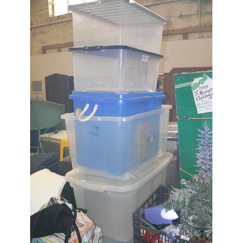 438 - 5 PLASTIC STORAGE BOXES 100 LITRE AND 3 X 45 LITRE