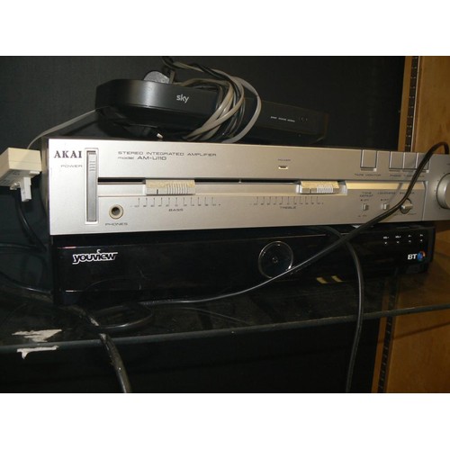 448 - AKAI STEREO INTEGRATED AMPLIFIER AM-U110 AND A BT YOUVIEW BOX