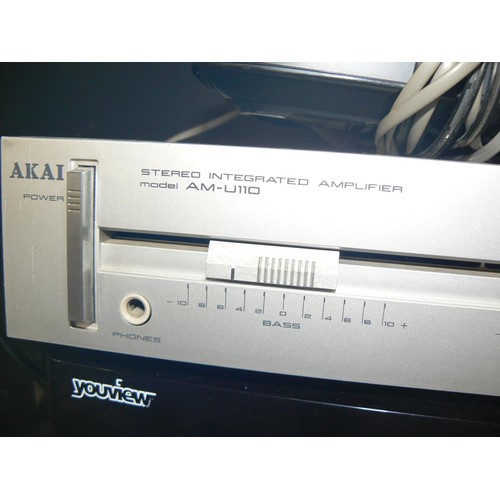 448 - AKAI STEREO INTEGRATED AMPLIFIER AM-U110 AND A BT YOUVIEW BOX