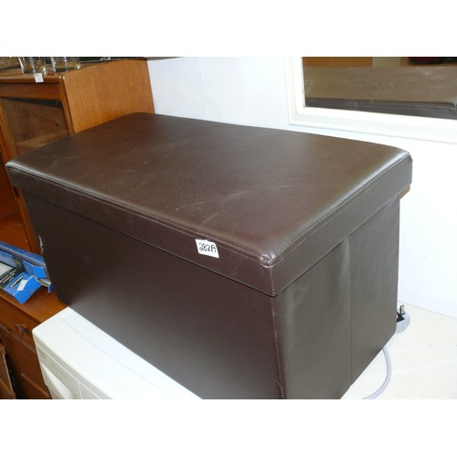 283A - LARGE BROWN STORAGE OTTOMAN WITH PADDED TOP