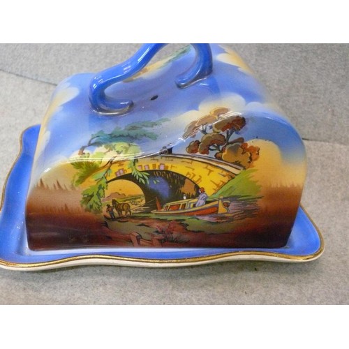 345 - A VERY NICE CHEESE DISH WITH CANAL BOAT DESIGN