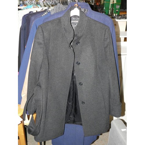 378 - JAEGER SIZE 8 BLACK WOOL JACKET AND M&S SIZE S NAVY BLUE COAT BOTH EXCELLENT CONDITION