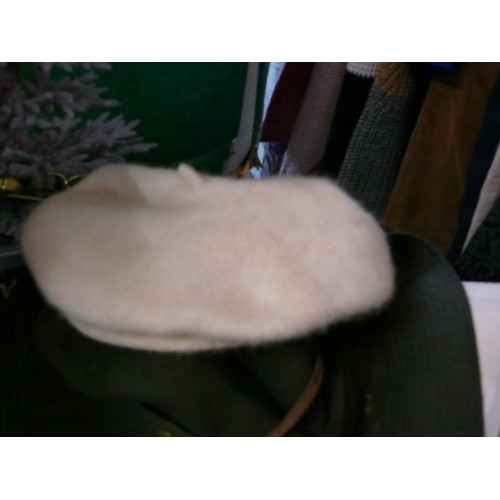 381 - CLOTHING ACCESSORIES INCLUDING HAND CRAFTED ALPACA HAT, WOOL CREAM CAP, BARBOUR RAIN HAT, QUIKSILVER... 