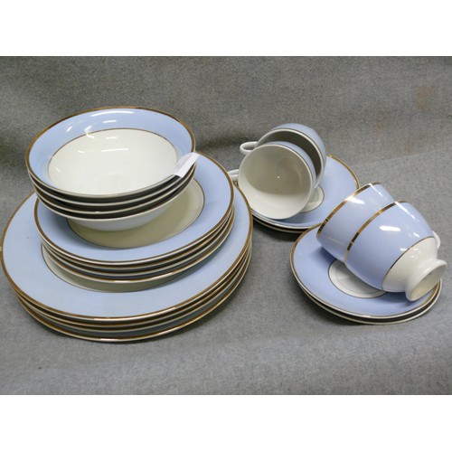 62 - A DOULTON BLUE AND WHITE DINNER SET