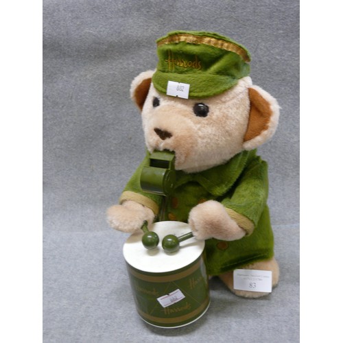 83 - LARGE HARRODS ANIMALS BANDMASTER MUSICAL MECHANICAL BEAR 10.5 INCHES  27CM TALL