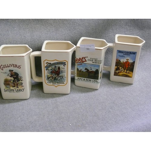 90 - 4 CERAMIC WHISKY WATER JUGS BY TRENT MEMORABILIA TO INCLUDE GULLIVERS, JOHN PEEL, TORRES AND ROYAL B... 