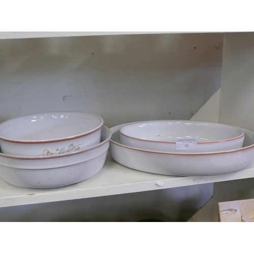 91 - 4 DENBY 'MELODY' CERAMIC OVEN DISHES