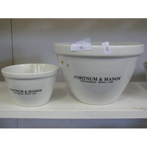 92 - 2 FORTNUM AND MASON CERAMIC PUDDING BOWLS