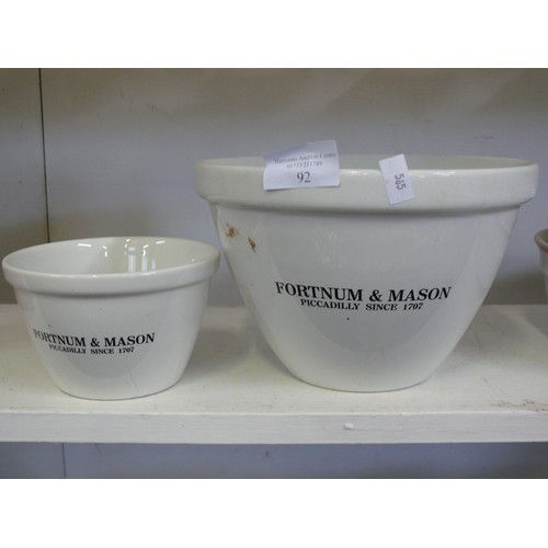 92 - 2 FORTNUM AND MASON CERAMIC PUDDING BOWLS