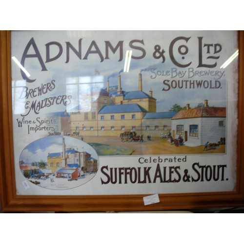 106 - A FRAMED AND GLAZED ADNAMS & CO BREWERY ADVERTISING PRINT