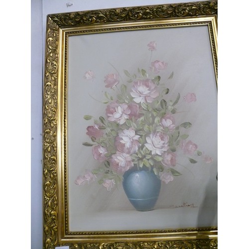 140 - SIGNED OIL PAINTING ON CANVAS IN AN ORNATE GILT FRAME