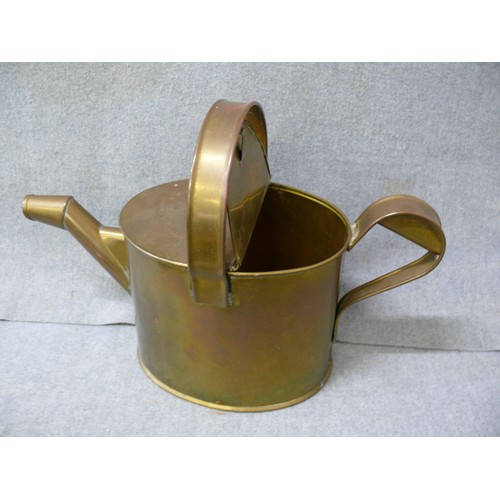 141 - AN UNUSUAL BRASS WATERING CAN