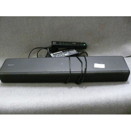 149 - A SONY SOUND BAR WITH POWER SUPPLY AND REMOTE CONTROL