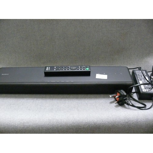 149 - A SONY SOUND BAR WITH POWER SUPPLY AND REMOTE CONTROL