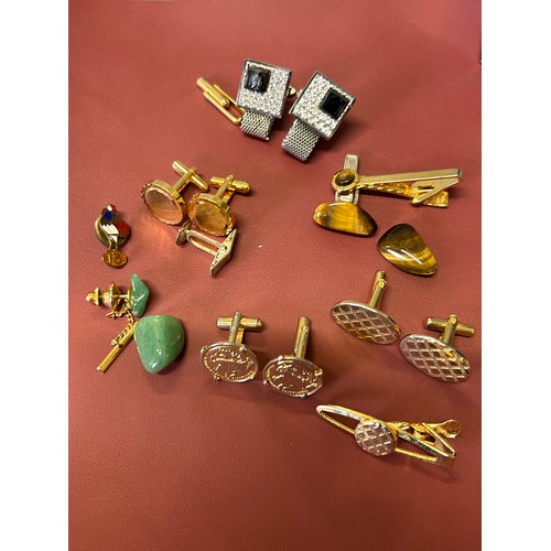 45 - A BOX OF GOOD QUALITY CUFF LINKS AND TIE PINS