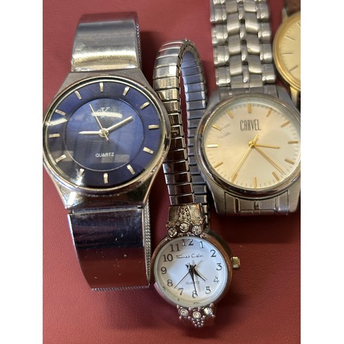 35 - A CALVIN KLEIN GENTS WATCH PLUS A THOMAS CALVI (WORKING ) A ZEON GENTS  AND A CARVEL GENTS WATCH