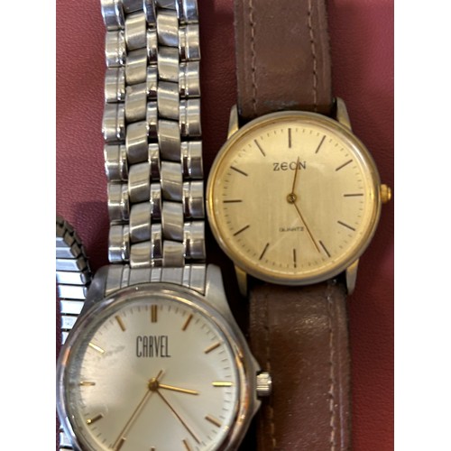 35 - A CALVIN KLEIN GENTS WATCH PLUS A THOMAS CALVI (WORKING ) A ZEON GENTS  AND A CARVEL GENTS WATCH