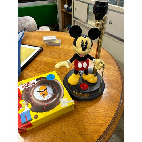 480 - MICKEY MOUSE LAMP (AF) AND A SIMPSONS INFLATABLE WALL CLOCK