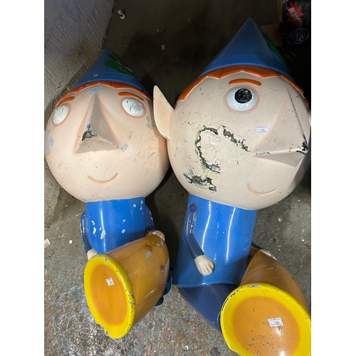 103C - TWO LARGE VINTAGE FAIRGROUND FIBREGLASS FIGURES - PROBABLY 1970'S - ELF / PIXIE / NODDY-LIKE