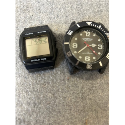 37 - 2 VINTAGE WATCHES A CASIO WORLD TIME WR 50M AND A PRINCE LONDON GENTS DIVEING WATCH 3 ATM