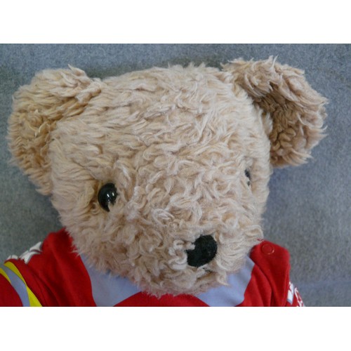 110 - A VERY NICE VINTAGE JOINTED TEDDY BEAR DRESSED AS A FIREMAN