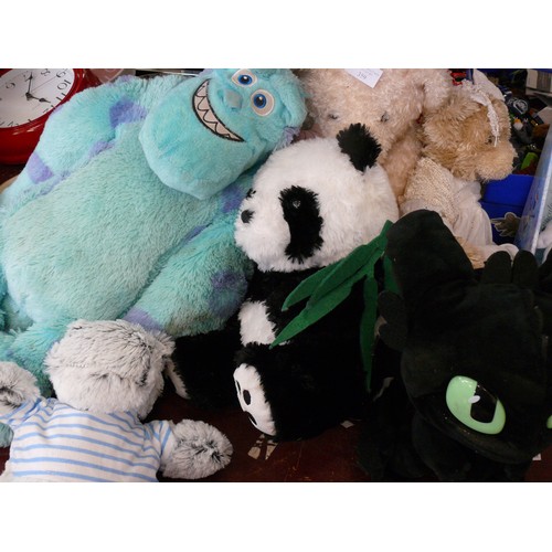 359 - LARGE BRIDAL TEDDY, ANOTHER TEDDY, SULLY FROM MONSTERS INC, A PANDA, AND 2 X CTM MEERCATS.