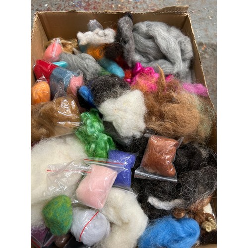 393 - A LARGE BOX OF FELTING WOOL VARIOUS COLOURS