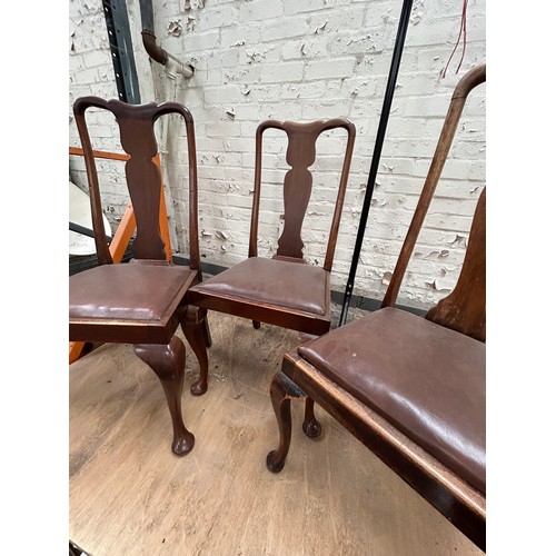 435 - 3 x 1920’s QUEEN ANNE STYLE CHAIRS WITH CABRIOLE LEGS