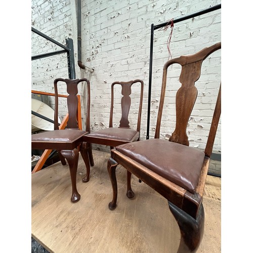 435 - 3 x 1920’s QUEEN ANNE STYLE CHAIRS WITH CABRIOLE LEGS