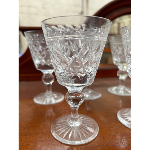 448 - A SET OF 6 CRYSTAL WINE GLASSES