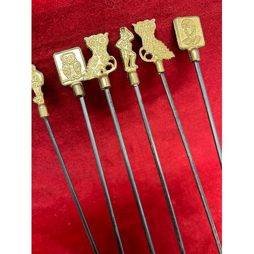 16 - SET OF 6 SKEWERS WITH BRASS ENDS TOASTING FORKS, BARBECUE