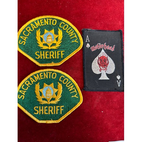 15 - 3 patch badges 2 sacramento county sheriff and motorhead ace of spades