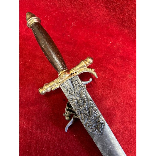 60 - A REPRODUCTION 18th CENTURY FRENCH DAGGER-PISTOL THE FLINTLOCK IS WORKING