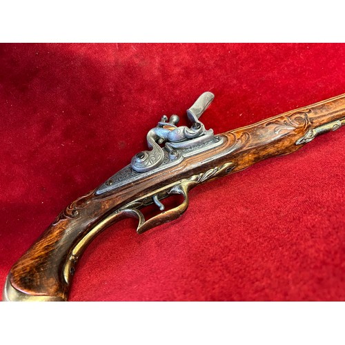 59 - A REPLICA OF 18th C GERMAN OFFICER`S FLINTLOCK PISTOL USED IN THE REVOLUTIONARY WAR WORKING ORDER