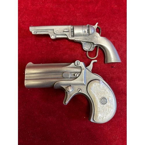 14 - A COLT 45 STYLE AND A DERRINGER  BELT BUCKLES