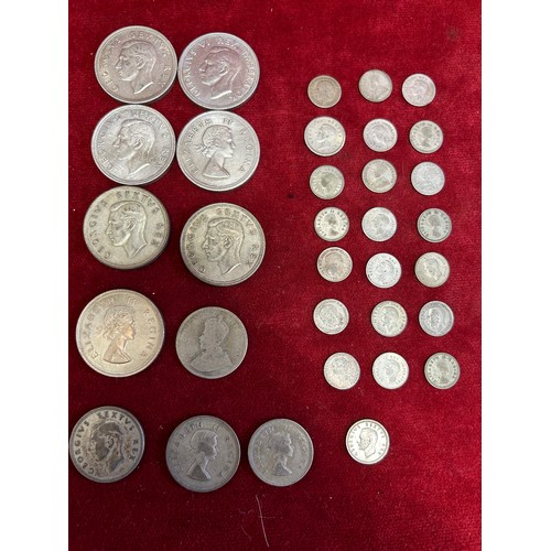 35 - A COLLECTION OF SUID-AFRIKA, SOUTH AFRICAN SILVER COINS 7. 28.80gr 5 SHILLINGS VARIOUS DATES 1940/50... 