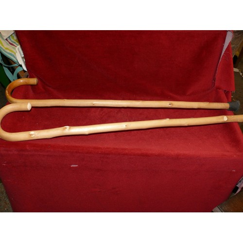 91 - 2 CANE WALKING STICKS IN GOOD CONDITION WITH RUBBER STOPPERS