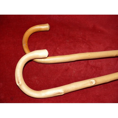 91 - 2 CANE WALKING STICKS IN GOOD CONDITION WITH RUBBER STOPPERS