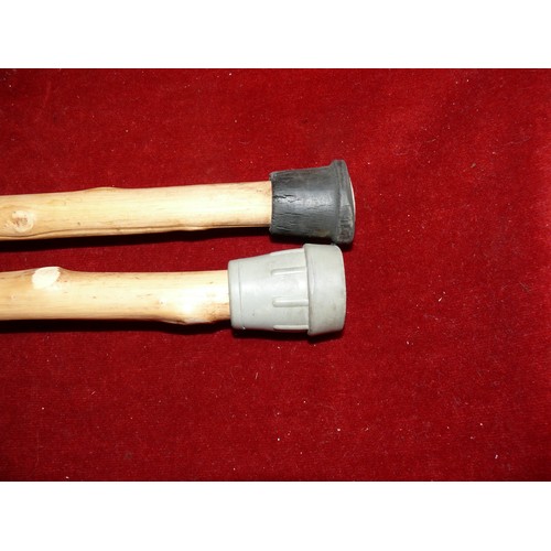 91 - 2 CANE WALKING STICKS IN GOOD CONDITION WITH RUBBER STOPPERS