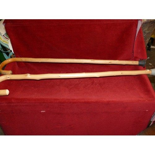 91 - 2 CANE WALKING STICKS IN GOOD CONDITION WITH RUBBER STOPPERS