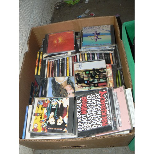 154 - 2 BOXES OF CD'S AND HOLDERS TO INCLUDE RED HOT CHILLI PEPPERS, PINK, SHANIA TWAIN, ANASTACIA ETC