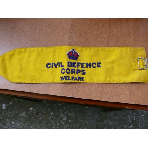 323 - VINTAGE 1932 CIVIL DEFENCE CORPS WELFARE ARMBAND.