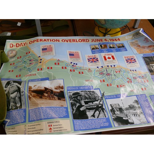 336A - WALL POSTER D.D. OPERATION OVERLORD JUNE 6. 1944. AND ON THE REVERSE AS IT WAS IN 1944 AND AS NOW 20... 