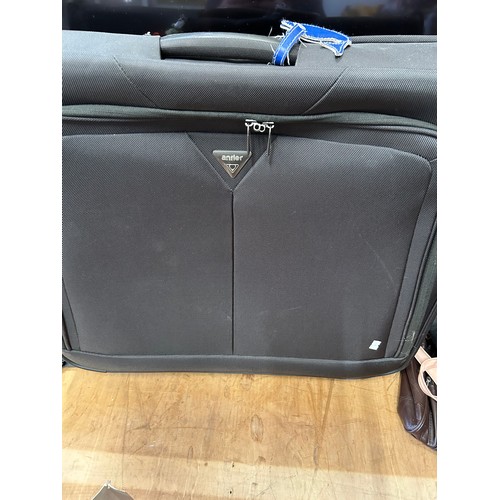 346 - ANTLER SUIT CARRIER CASE AND 2 SUITCASES. ALL BLACK FABRIC