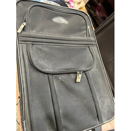 346 - ANTLER SUIT CARRIER CASE AND 2 SUITCASES. ALL BLACK FABRIC