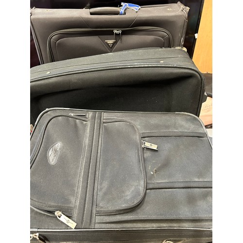 346 - ANTLER SUIT CARRIER CASE AND 2 SUITCASES. ALL BLACK FABRIC