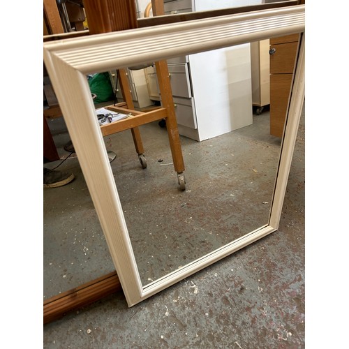 370 - 3 X WALL MIRRORS, PINE AND PAINTED FRAMES