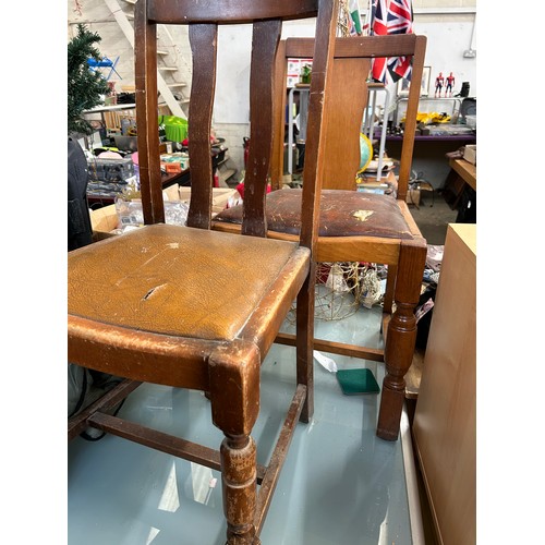 386 - 2 X 1940'S DINING CHAIRS WITH DROP IN SEATS